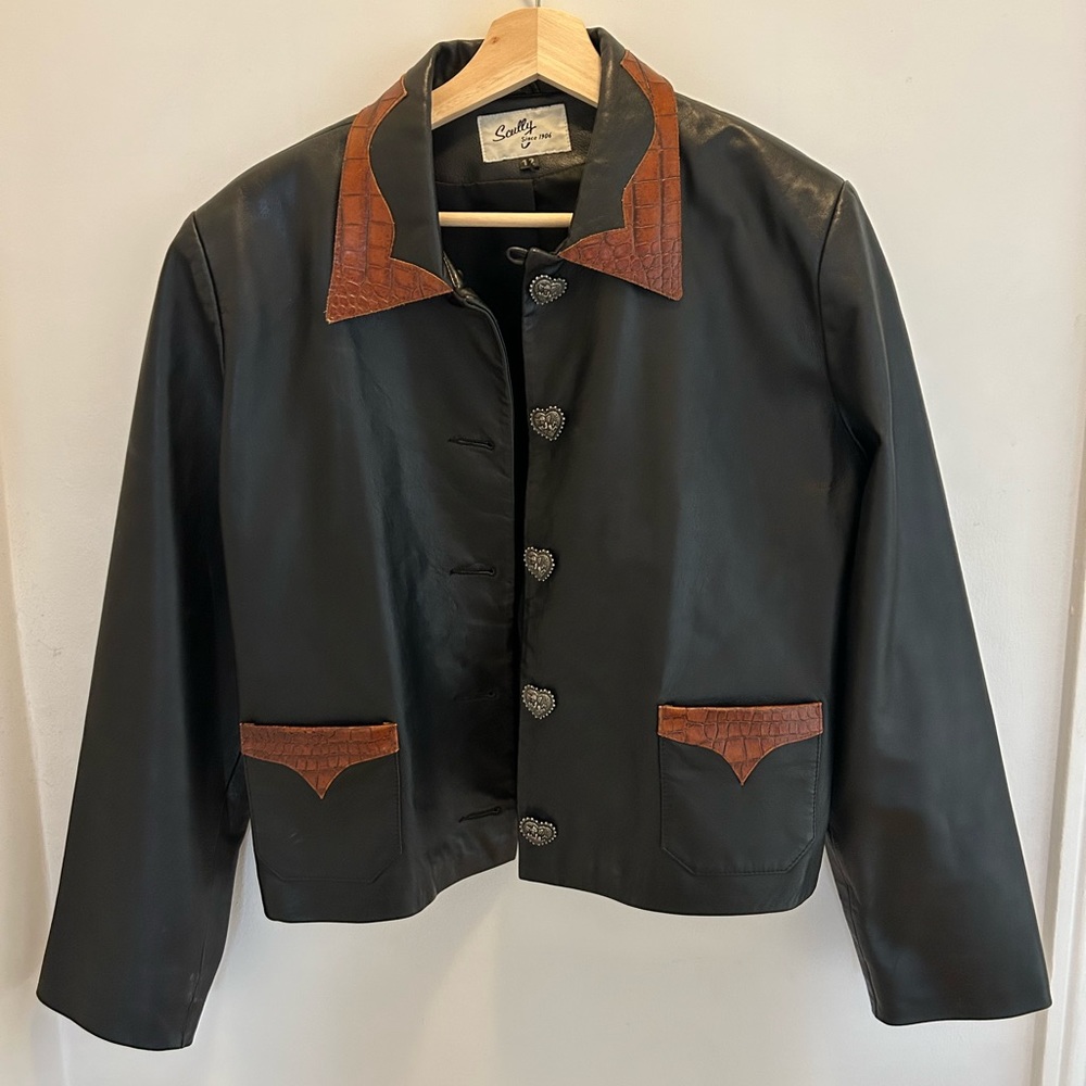 Leather Jacket Vintage Western Cropped